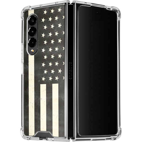 Black & White USA Flag Galaxy Z Fold4 5G Clear Case